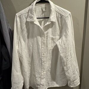 J Crew Gauze Long Sleeve Button Down - white - XL - great used condition